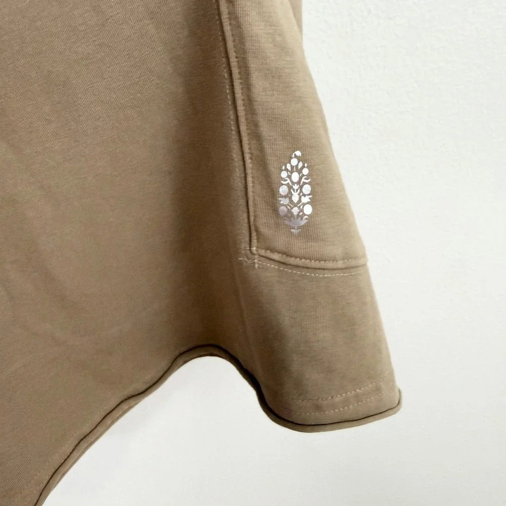 Free People Hot Shot Tee Romper Mocha Latte Oversized Pocket Romper NWT XS